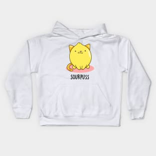 Sour Puss Cute Cat Lemon Pun Kids Hoodie